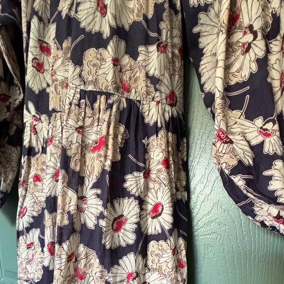 ❤️ THE GREAT FLOWY DAISY FLORAL COTTON MIDI DRESS BALLOON SLEEVES PEASANT BOHO - Picture 6 of 10